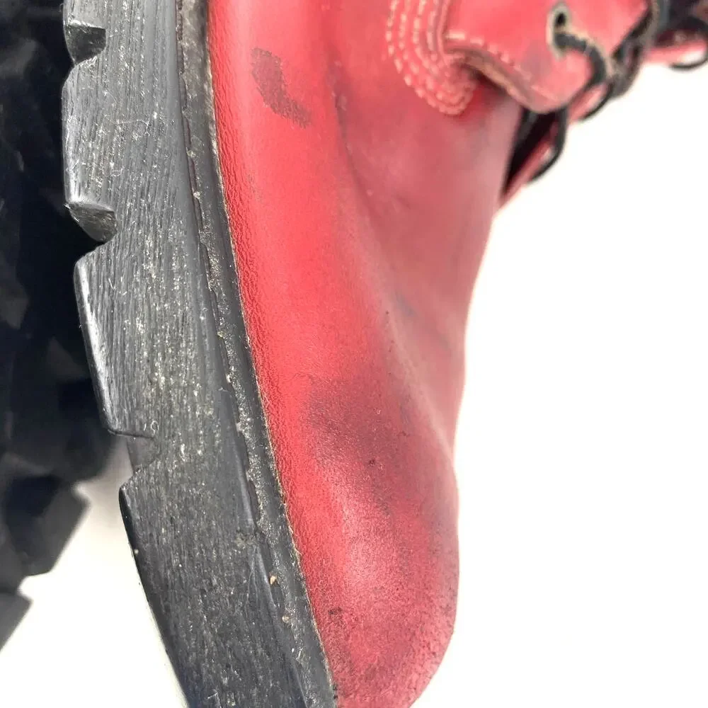 Timberland Lace Up Boots Red Hiking Waterproof Men's 6, Women's 8